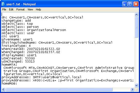 LDIFde User1 Export