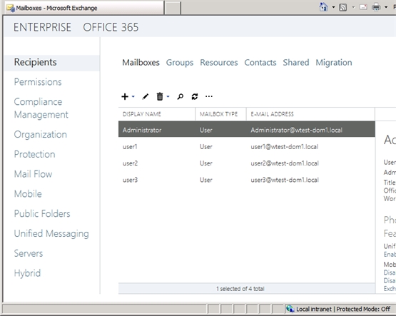 Exchange 2013 | Recipients | Mailboxes