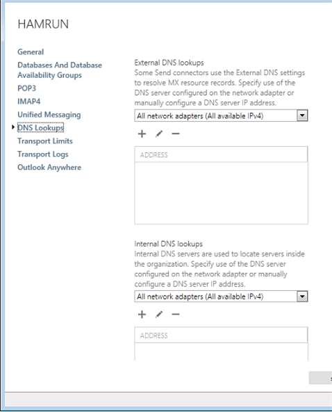 Exchange 2013 | Servers | Servers | DNS Lookups