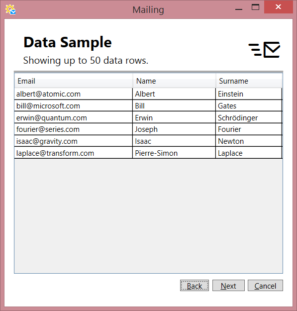 Mailing Wizard Data Sample